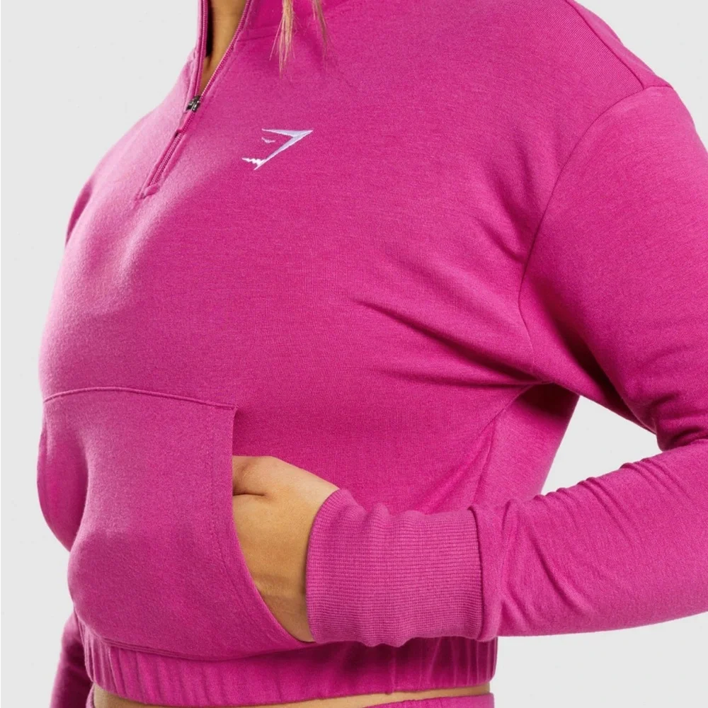 Gymshark Dragon Pink Workout Training Pippa Cropped Quarter-Zip Pullover Size XS - Picture 3 of 12